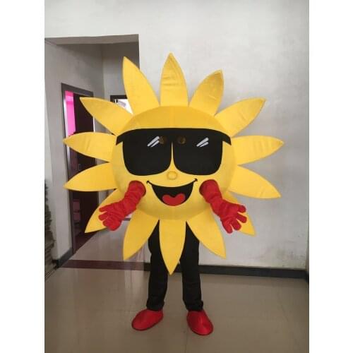 Sunflower Sun Flower Mascot Costume Adult Cartoon Character for performance or halloween christmas party dress outfit