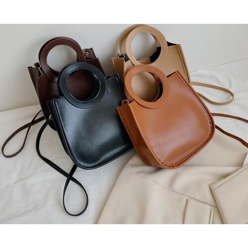 Women Casual Vintage Top-handle Handbags Fashion PU Leather Shoulder Messenger Bags Ladies Daily Pure Color Crossbody Bags