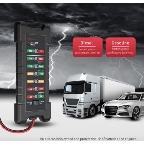 Practical Battery Tester Analyzer with 6 LED Lights 12V 24V Car Quick Cranking Charging Circut Alternator Car Diagnostic Tools