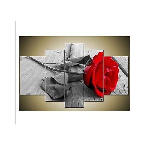 Hand Painted Modern Beautiful Wall Art Grey Red Rose Canvas Oil Painting Wall Decor Floral canvas Wall art for Home Decor