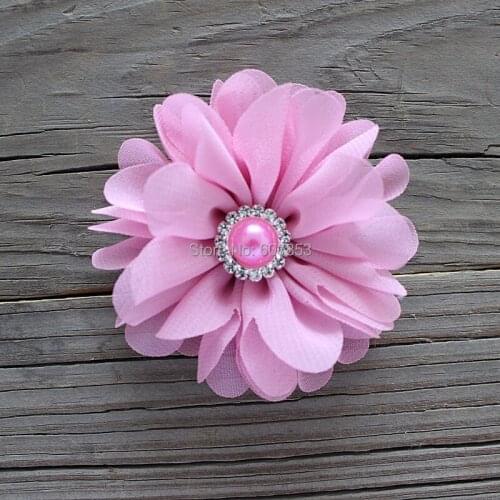 7cm Girl hair flower Ballerina Flowers Chiffon Flowers,rhinestone Fabric Flowers For Headbands,Hair Accessories 500pcs