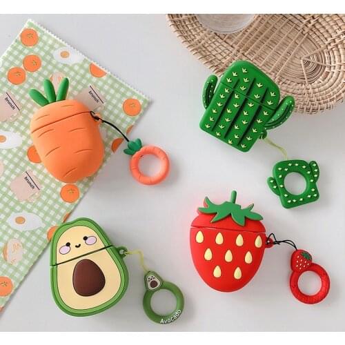 Delicious Fruit Wireless Bluetooth Silicone Case For Apple Airpods Protective Cover Air Pods Pro Earphone Cases Cartoon Key Ring