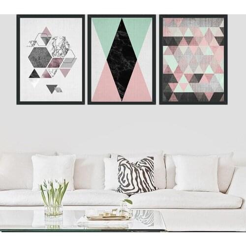 Nordic Geometric Graphic Canvas Painting Personality Mosaic Wall Art Pictures For Living Room Bedroom Home Decoration Triptych