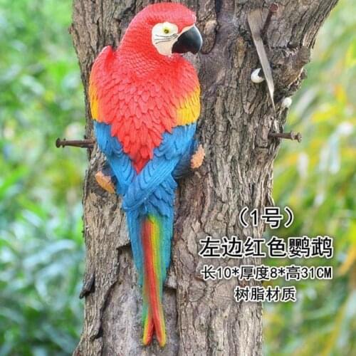 Resin Simulation Parrot Bird Sculpture Cute Wall Tree Toys 30cm Display Various Colors Direction Optional