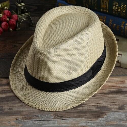 Kids Children Summer Beach Straw Fedora Hat Top Jazz Panama Hat Gangster Cap Outdoor Breathable Bowler Classic Casual Beach Hats