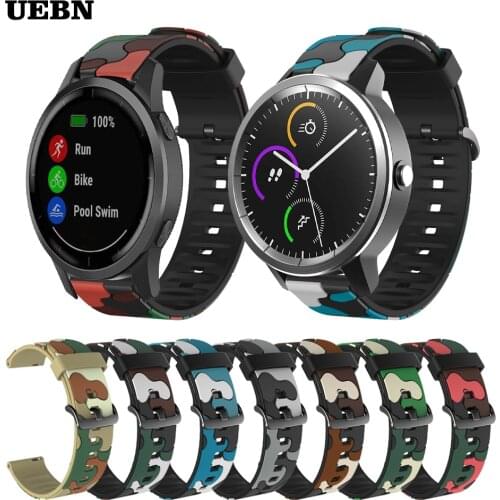 UEBN Sport Camouflage Silicone strap for Garmin Active Bracelet for Garmin vivoactive 4 vivoactive 3 Venu Sq Watchbands