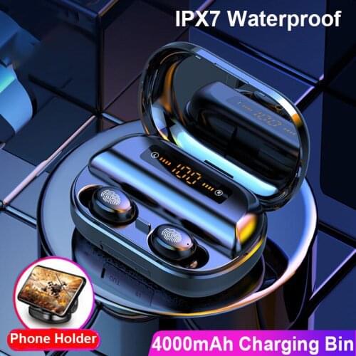 LANMIAO V11 TWS Touch Control TWS Bluetooth Earphones 5.0 Wireless Earbuds 9D Stereo Headset With Charger Box 4000mAh Power Bank