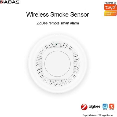 NABAS Tuya Smart Zigbee Smoke Detector Sensor Smart Home Security Alarm System Smart Life Control Smoke Alarm Fire Protection