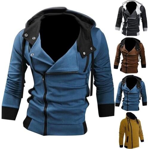 Spring autumn men casual jacket coat Men in Mens jackets overcoat Side Zipper Drawstring Long Sleeve Sweatshirt Hooded Coat