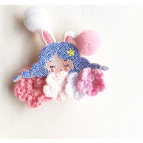 10pcs/Lot Cartoon Princess Hair Clip for Girls Children Embroidery Rabbit Ear Barrettes Ornament Kids Hairpin Hair Accessories