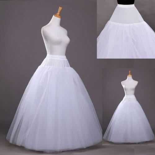 New A-Line White Hoop Long Petticoat Underskirt Slip Crinoline Prom Wedding 2017