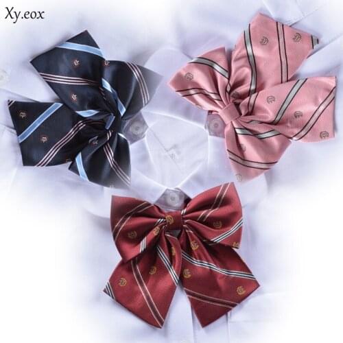 Ladies Student Fashion School Uniform Ornament Embroidery Crown Bow Tie Flower