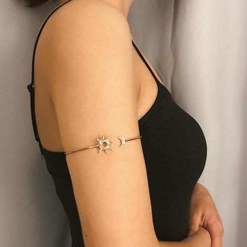 Arm bracelet cuff bangle moon star bangles for women indian jewelry metal bracelet pulseira