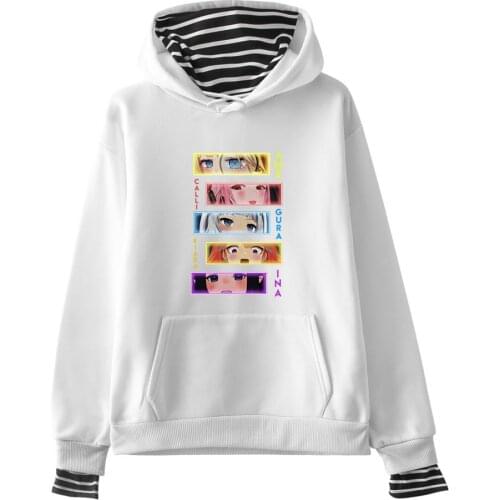 Anime English Neon Amelia Calliope Gura Kiara Ina'nis Harajuku Women Fake 2 Price Hoody Pullover Streetwear Sweatshirt Y2K Tops