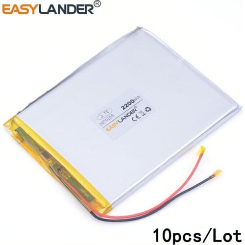 10pcs /Lot 3070105 2200mah 3.7v lithium Li ion polymer rechargeable battery Speaker E-book tablet pc power bank PAD
