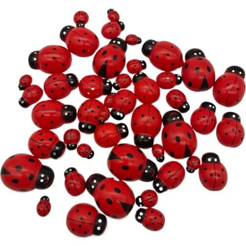 20PCS Mini Red Wood Ladybug Stickers DIY Scrapbooking Children Craft Decor