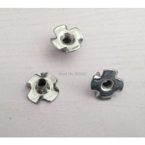 200pcs Metric M4 Zinc Plated Steel T Nuts Blind Nuts 4 Prongs Knock In Wood