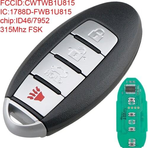 315Mhz 4 Buttons Car Remote Key Fob with ID46/7952 Chip CWTWB1U815 Fit for Nissan Sentra 2013 2014 2015 2016