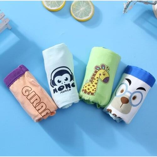 4psc/lot Candy Color Boy Underwear Flat Corner Cotton Cartoon Children Shorts Suitable 4-12years Old Boy Random Color