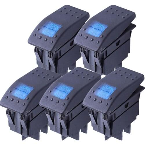 EE support 5 Pcs Waterproof Universal Car Accessories 12V 20A Bar Rocker Toggle Switch 4Pin Colors LED Light Switch