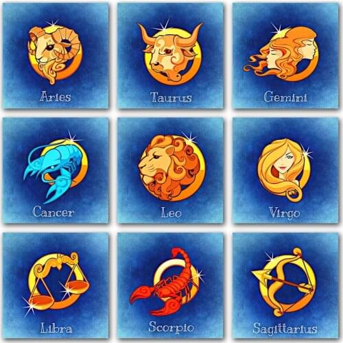 5D DIY Diamond Painting animals constellation Aries Leo horse Full Square&Round Diamond mosaic Diamond embroidery Cross stitch