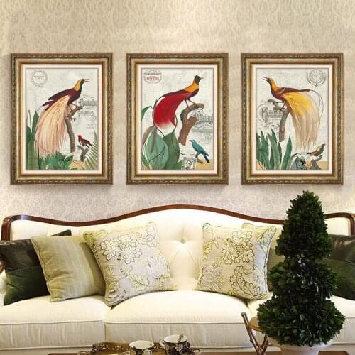 American Vintage Wall Art Posters And Prints Noble Bird Flower Landscape Canvas Painting For Living Room decoracion Home Decor