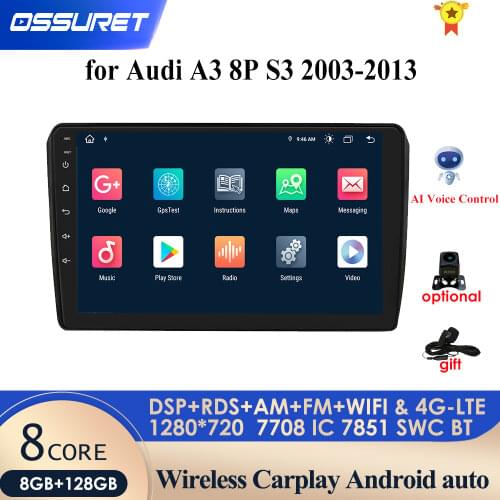 4G Android Car Radio Multimedia Video Player For Audi A3 2003 2004 2005 2006 2006 2007 2008 2009 2010 - 2013 Navigation GPS 2din
