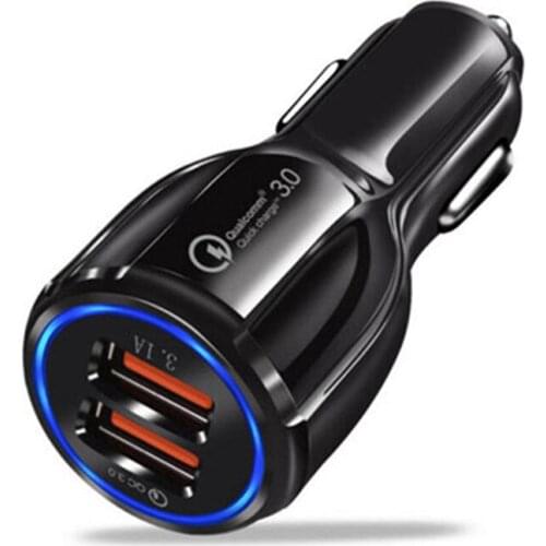 USB Car Charger 36W Dual QC3.0 Port Fast Car Charger Adapter Cigarette Lighter for IPhone 12 Pro Max Xr Xs Galaxy S20 S21 Note20