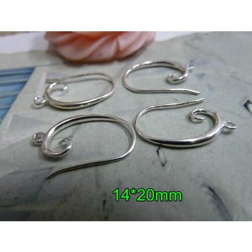 Free Shipping -24 pcs(12 pair) Silver Color Earring Hook 14*20mm Good Quality,DIY Earrings Accessories,Lead Free,Nickel Free