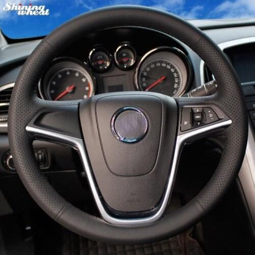 Shining wheat Hand-stitched Black Leather Car Steering Wheel Cover for Buick Excelle XT GT Encore Opel Mokka