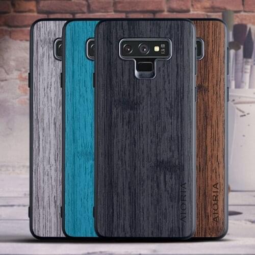 BambooLike case for Samsung Galaxy Note 9 soft TPU silicone PC wood PU leather skin covers coque fundas for Samung Note 9