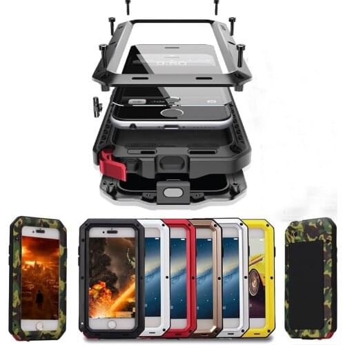 Heavy Duty Protection Doom armor Metal Aluminum phone Case for iPhone 6 6S 7 8 Plus 11 XS Max 5 5S SE Shockproof Dustproof Cover