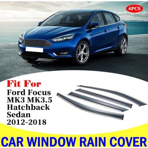 FOR Ford Focus MK3 MK3.5 Hatchback Sedan 2012-2018 car rain shield deflectors awning trim cover exterior car-styling accessories