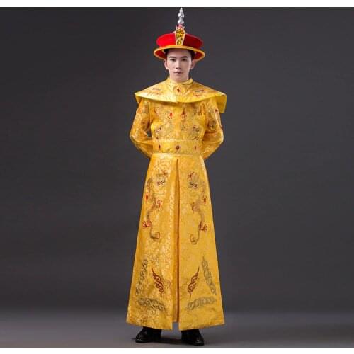 Dragon Robe +hat Chinese Emperor Costume for Stage High Quality Men Chinese Traditional Prince Tang Dynasty Clothing Ancient 89