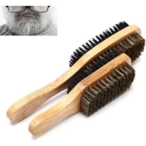 Double-sided Facial Hair Brush Mens Beard Brush Wooden Handle Shaving Comb Male Mustache Brush Solid 3 Sizes Shaving Tool