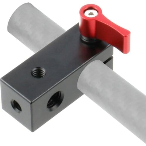 BGNing 15MM Single Rail Clamp Mount Rod Clamp Connector Adapter w/ 1/4" 3/8'' Thread for 15mm Rod Extension SLR DSLR Camera Rig