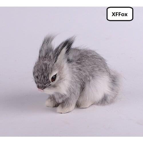 Cute real life gray rabbit model plastic&furs small rabbit doll gift about 13x7x10cm xf1955