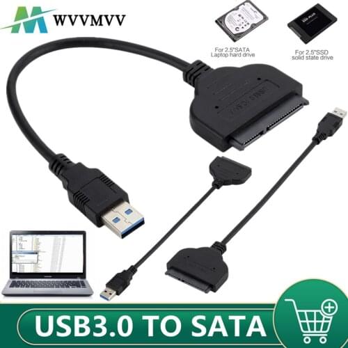 WVVMVV USB SATA 3 Cable Sata To USB 3.0 Adapter UP To 6 Gbps Support 2.5Inch External SSD HDD Hard Drive 22 Pin Sata III A25 2.0