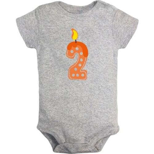 I'm 2 Years Old Cartoon Cute 2nd Birthday Candle Newborn Baby Girl Boys Clothes Short Sleeve Romper Jumpsuit Outfits Present