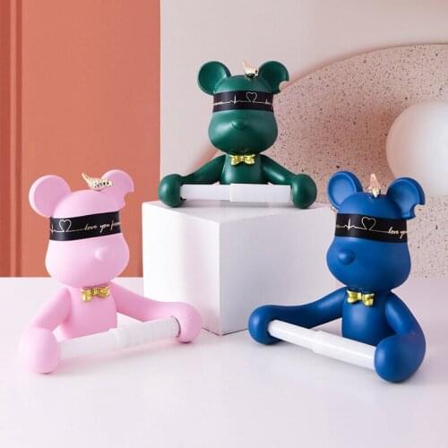 Creative Cartoon Resin Violent Bear Paper Towel Rack Free Punch Bathroom Toilet Roll Paper Hanger Wall Hanging Towel Rack Decor