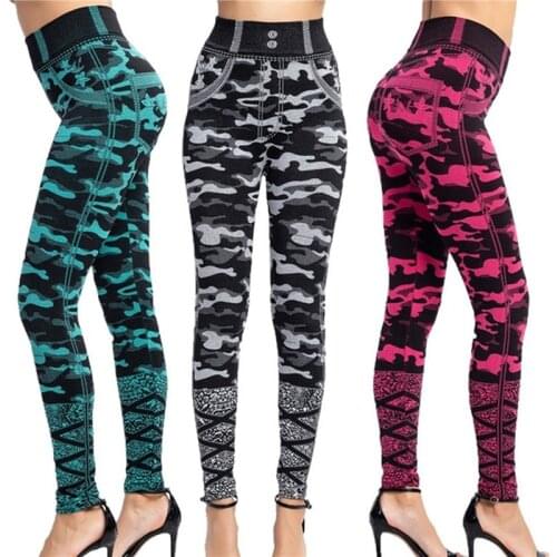 Summer Slim Stretch Elastic Leggings Casual Camouflage Printed Fitness Leggings Womens Sexy Skinny High Waist Pants Sportswear