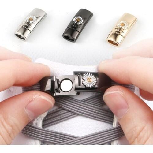 Magnetic Metal Lock Buckle Lazy Shoelace Outdoor Sports Shoes Snaps Purse Clasp Closures Flower DIY Craft Garment Accessories
