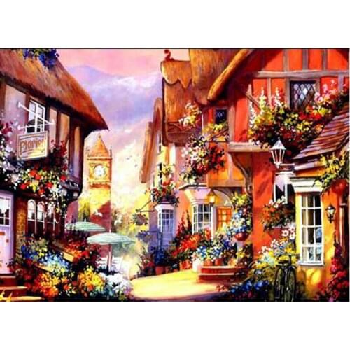 MaHuaf-X418 Leisurely town Framed Pictures painting by numbers drawing on canvas DIY Digital Home Decor For Living Room 40x50cm
