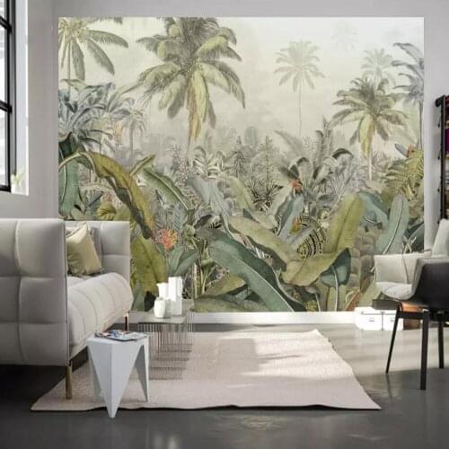 Milofi custom 3D wallpaper mural tropical rainforest plant banana leaf TV background wall hall bedroom decoration painting wallp