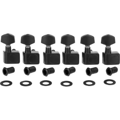 Musiclily Pro 6-in-line 2-pins Sealed Guitar Tuners Machine Head Tuning Pegs Set for Fender Strat/Tele, Black