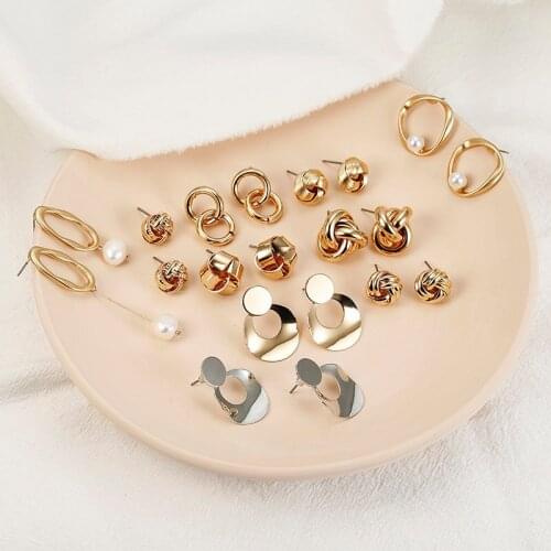 New Minimalist Exquisite Geometric Twisted Irregular Round Triangle Matte Metal Mini Stud Earrings for Women Girl Gift