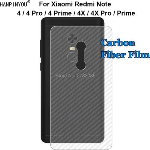 For Xiaomi Redmi Note 4 4X Pro Prime Durable 3D Anti-fingerprint Carbon Fiber Back Film Rear Screen Protector-Not Tempered Glass