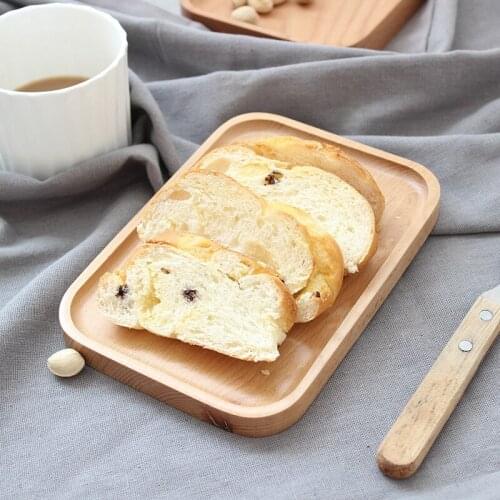 Simple Solid Wood Tray Beech Wood Dinner Plate Dessert Tea Tray Small Dinner Plate Coffee Tray