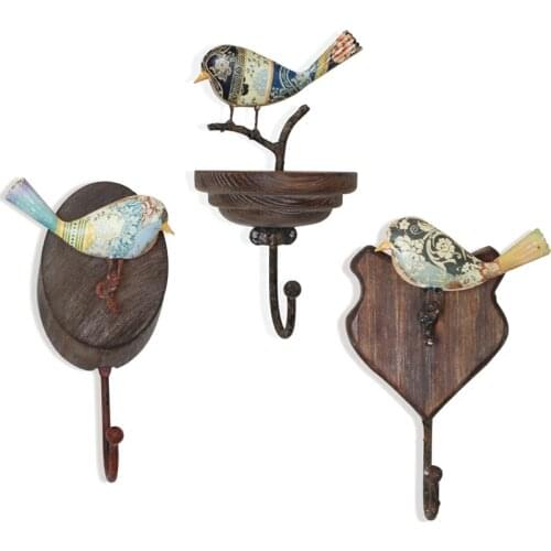 Countryside vintage retro wooden decorative wall hooks