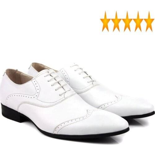 Bright White New Patent Black Leather Mens Formal Carving Brogue Man Office Party Wedding Dress Shoes Oxfords Lace Up Plus Size